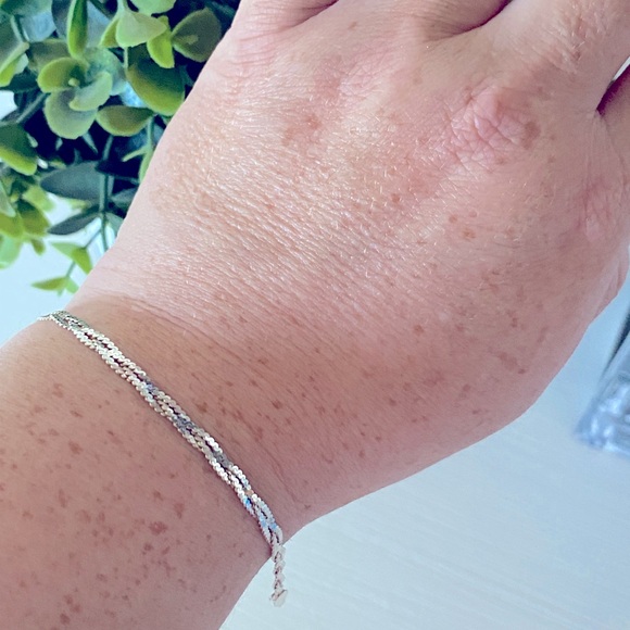 Vintage woven Milor Italy 925 sterling silver bracelet 7” Length Diamond cut - Picture 7 of 7